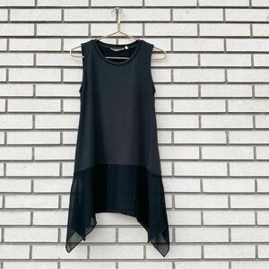 Soft Surroundings Pemberlee Black Asymmetrical Chiffon Overlay Tank Top Small